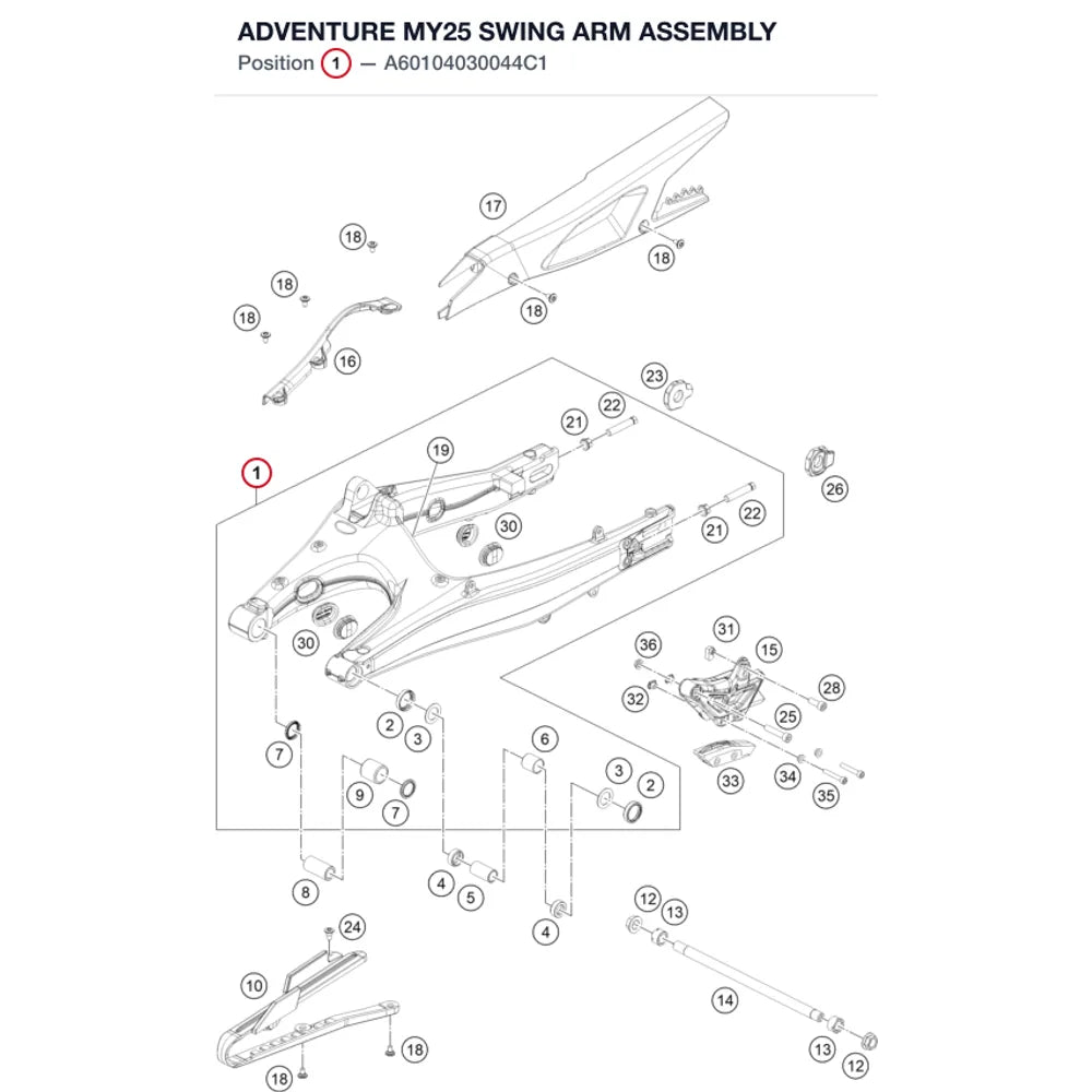 ADVENTURE MY25 SWING ARM ASSEMBLY