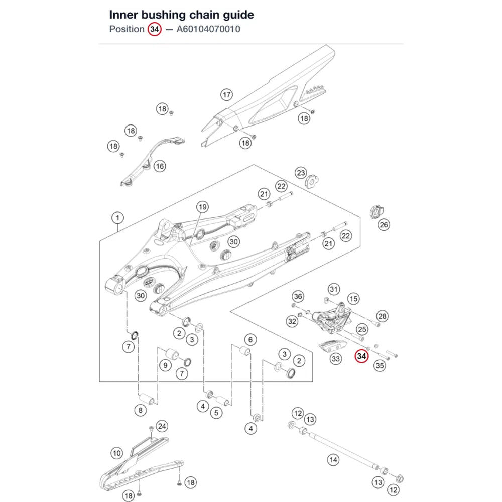 Inner bushing chain guide