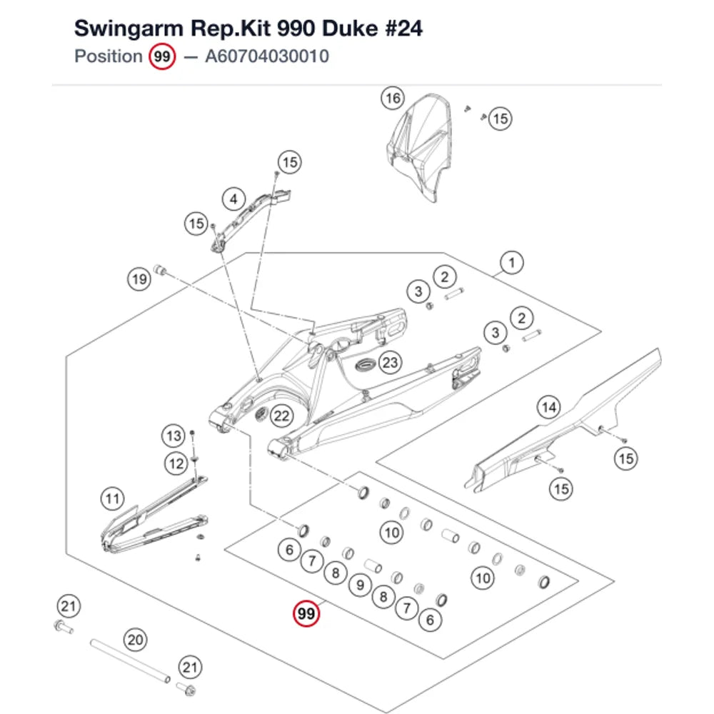 Swingarm Rep.Kit 990 Duke #24