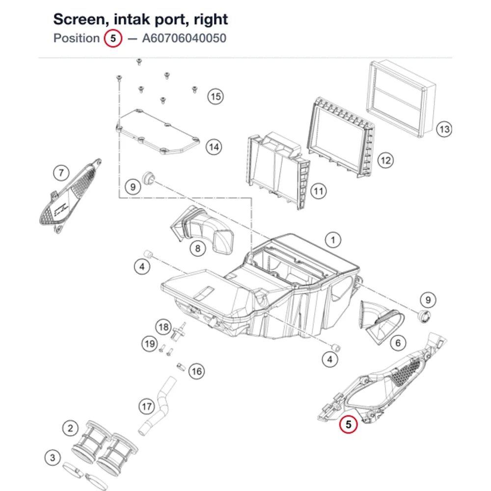 Screen, intak port, right