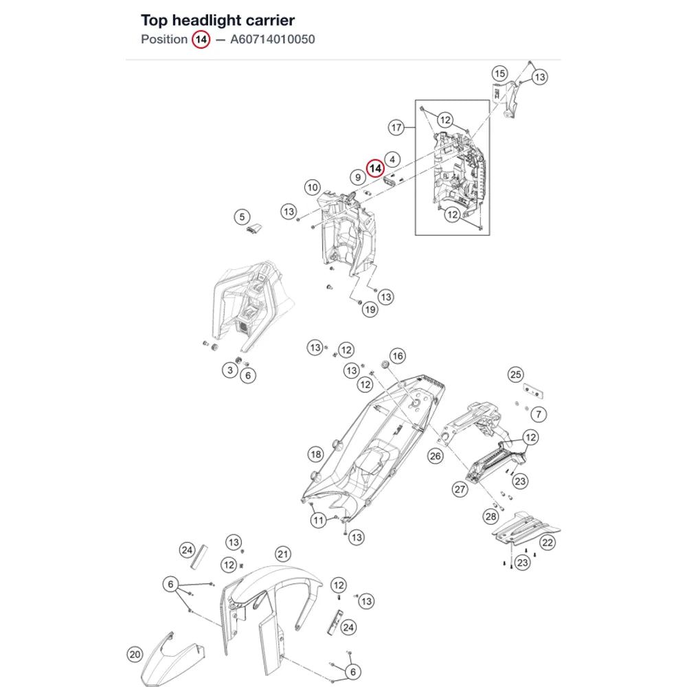 Top headlight carrier