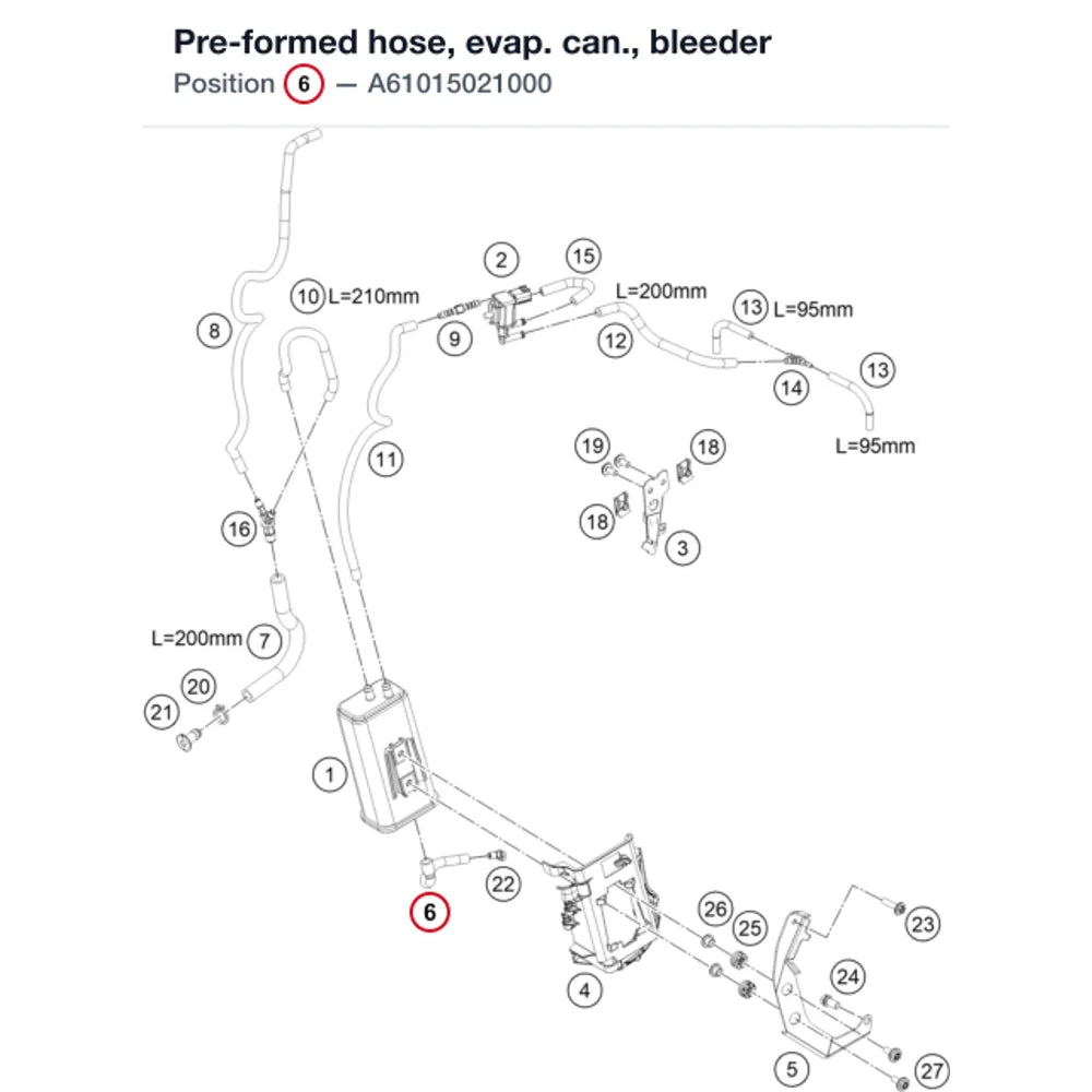 Pre-formed hose, evap. can., bleeder