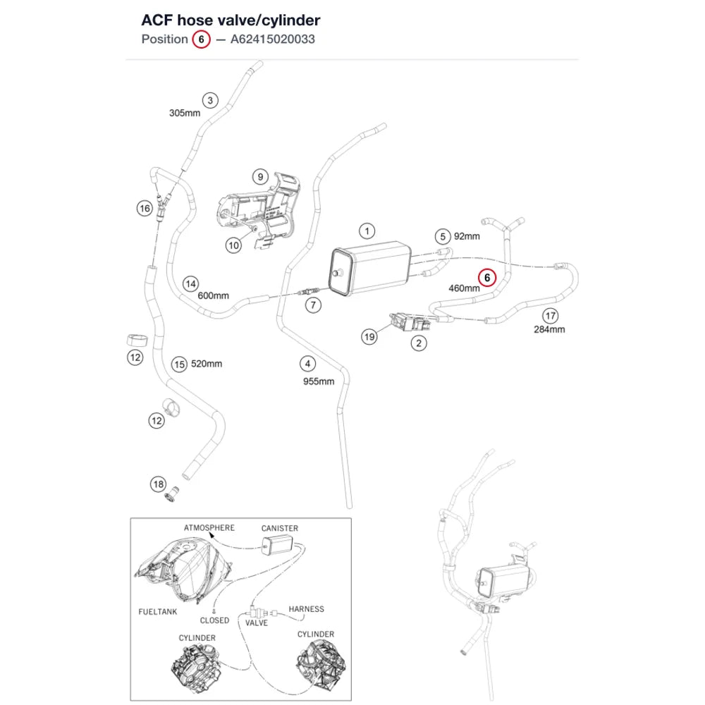 ACF hose valve/cylinder