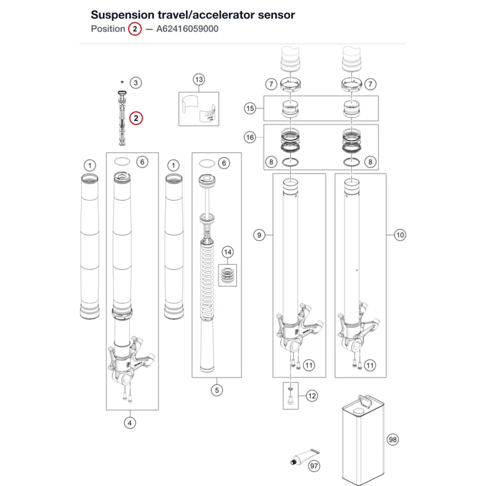 Suspension travel/accelerator sensor