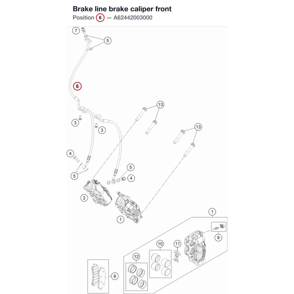 Brake line brake caliper front