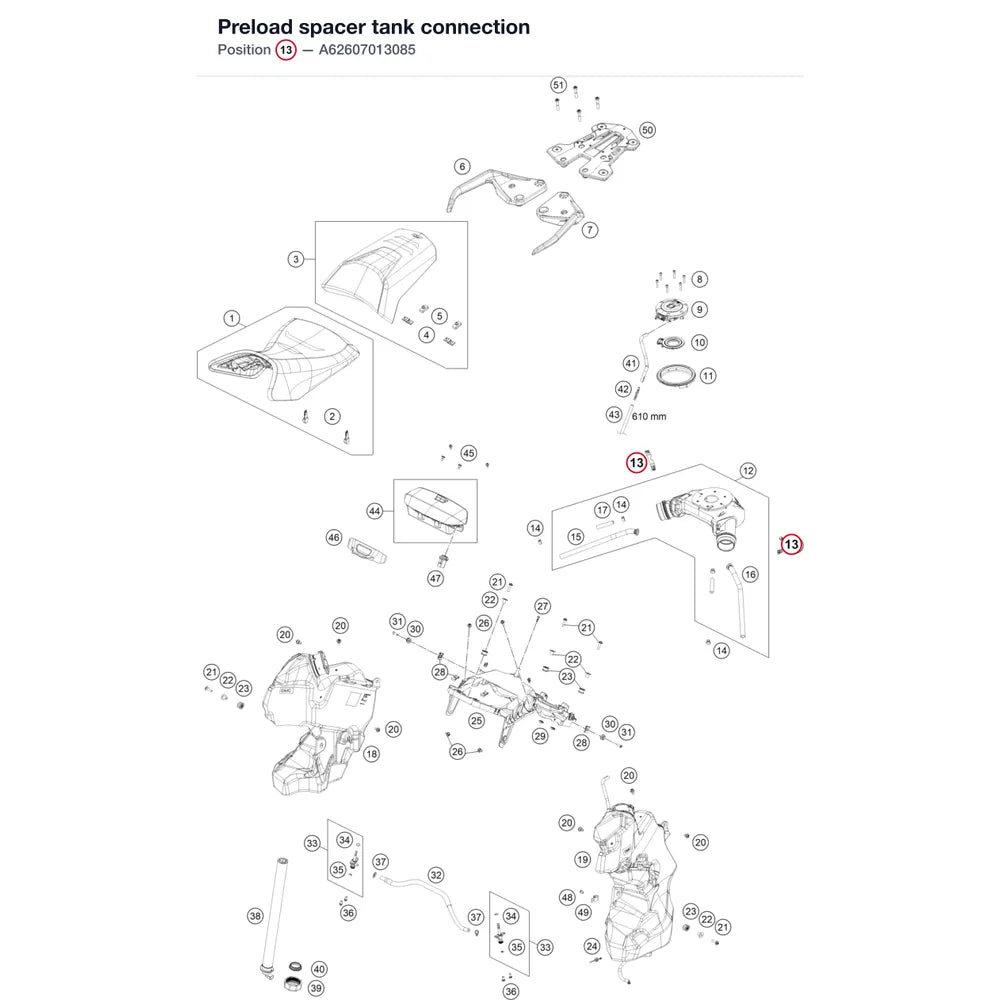 Preload spacer tank connection