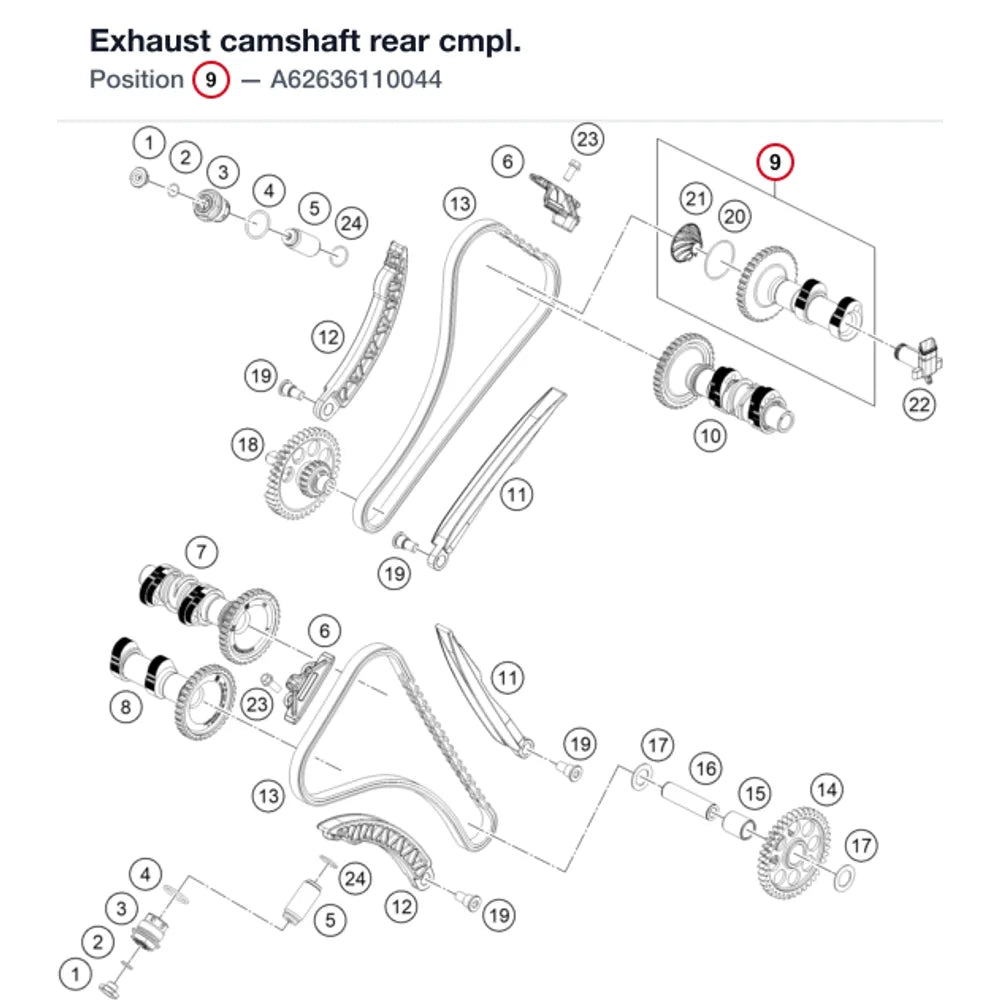 Exhaust camshaft rear cmpl.