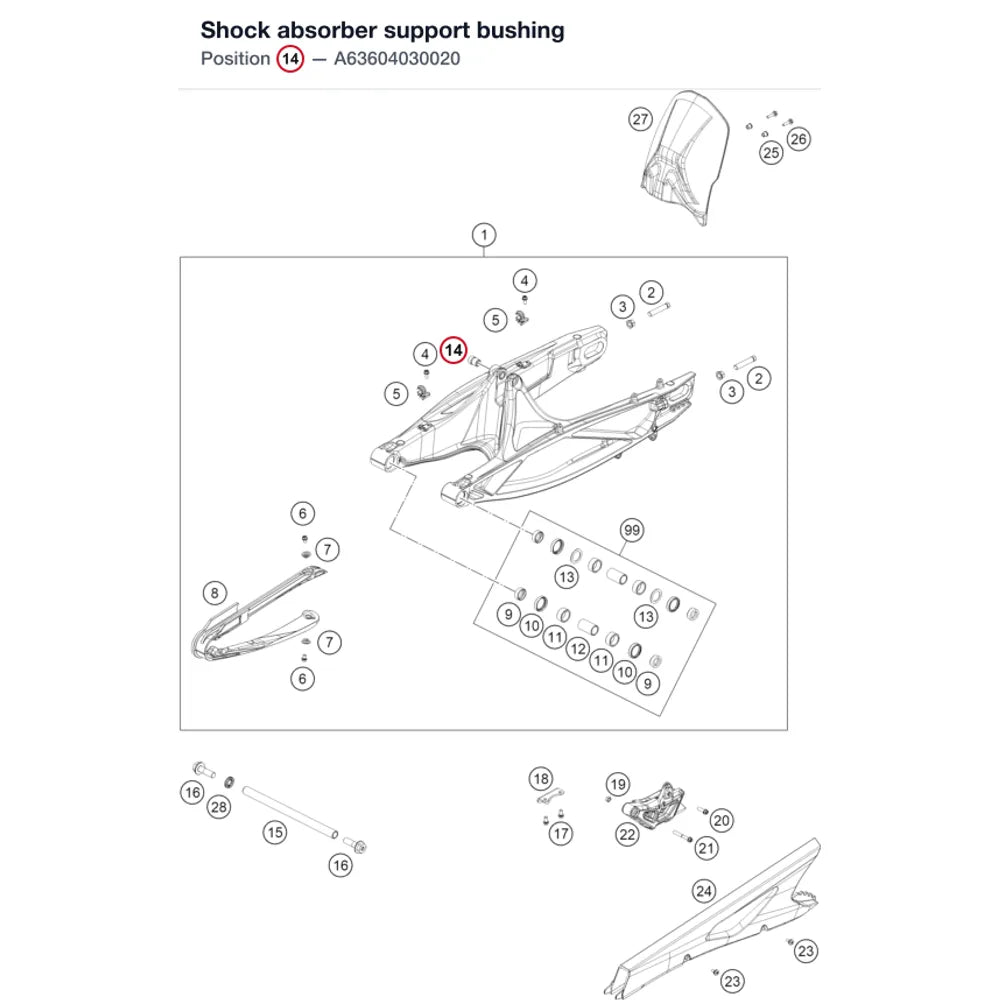 Shock absorber support bushing