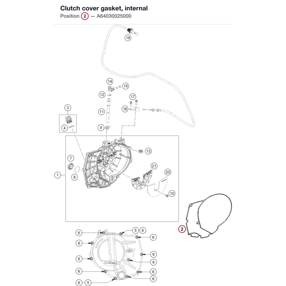 Clutch cover gasket, internal