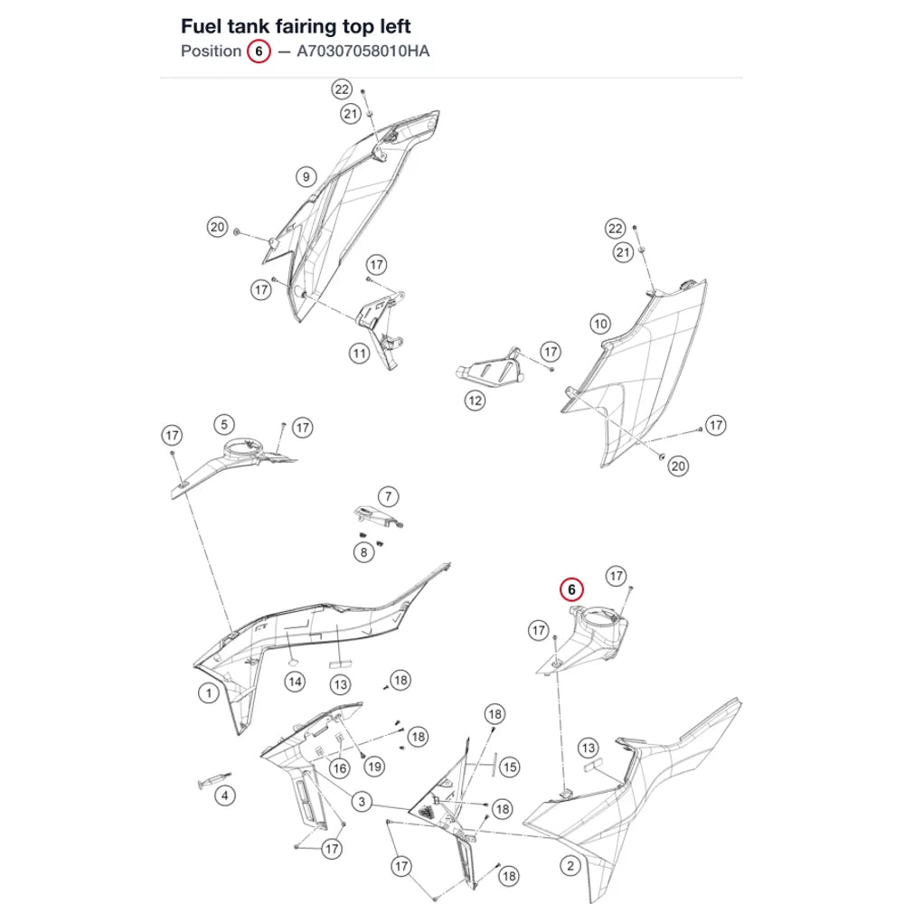 Fuel tank fairing top left