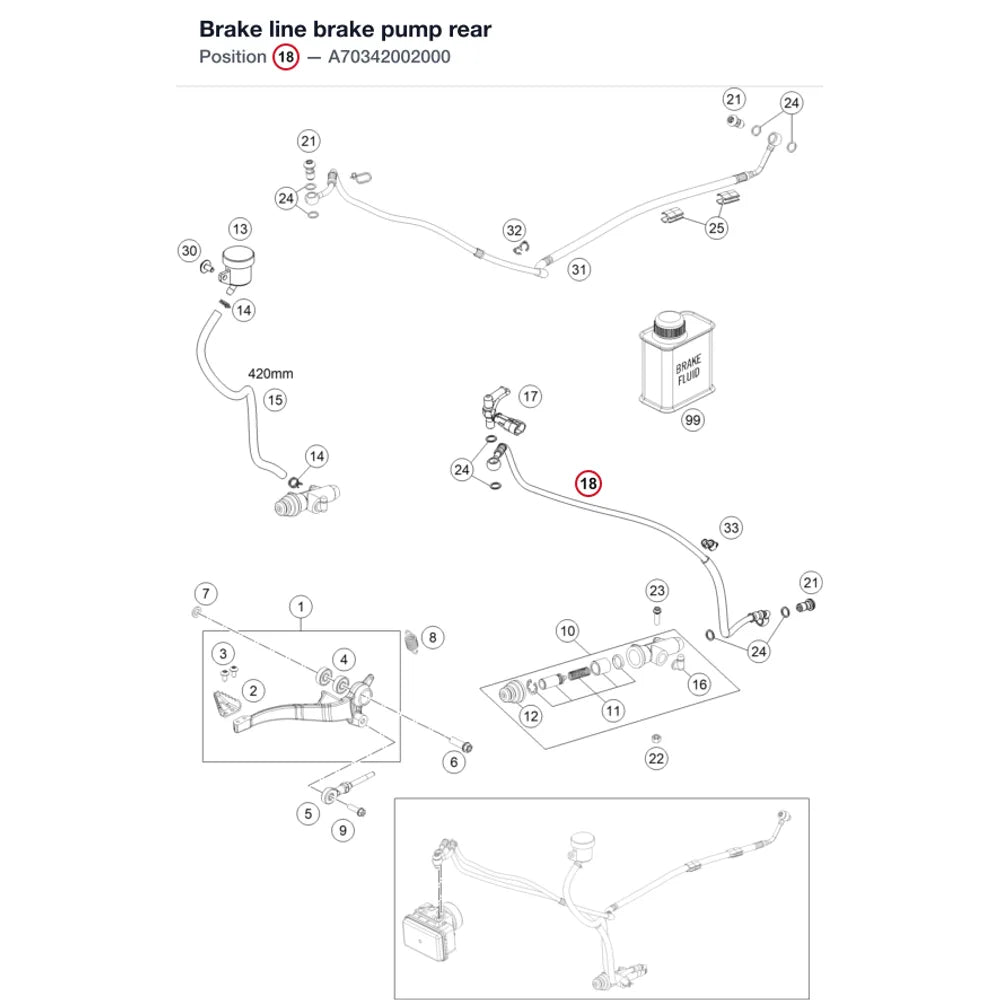 Brake line brake pump rear