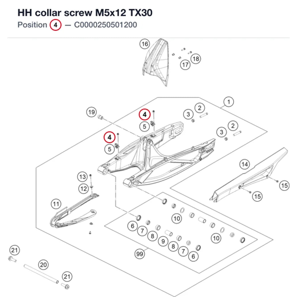 HH collar screw M5x12 TX30