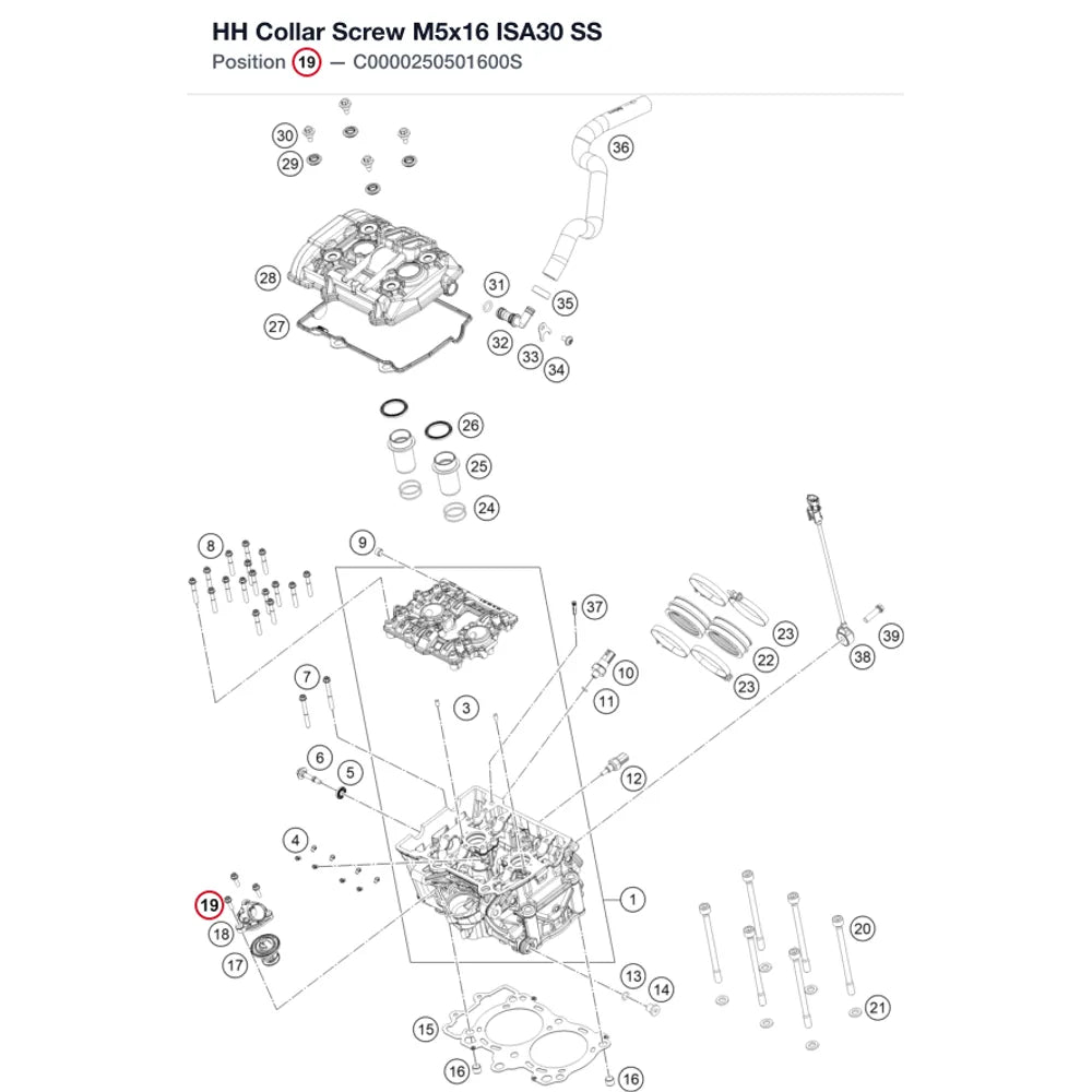 HH Collar Screw M5x16 ISA30 SS