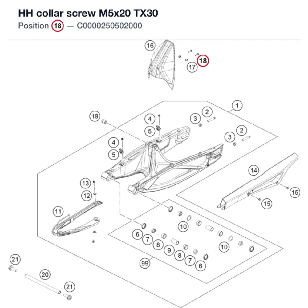 HH collar screw M5x20 TX30
