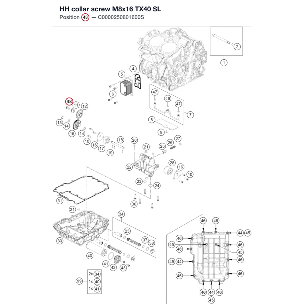 HH collar screw M8x16 TX40 SL