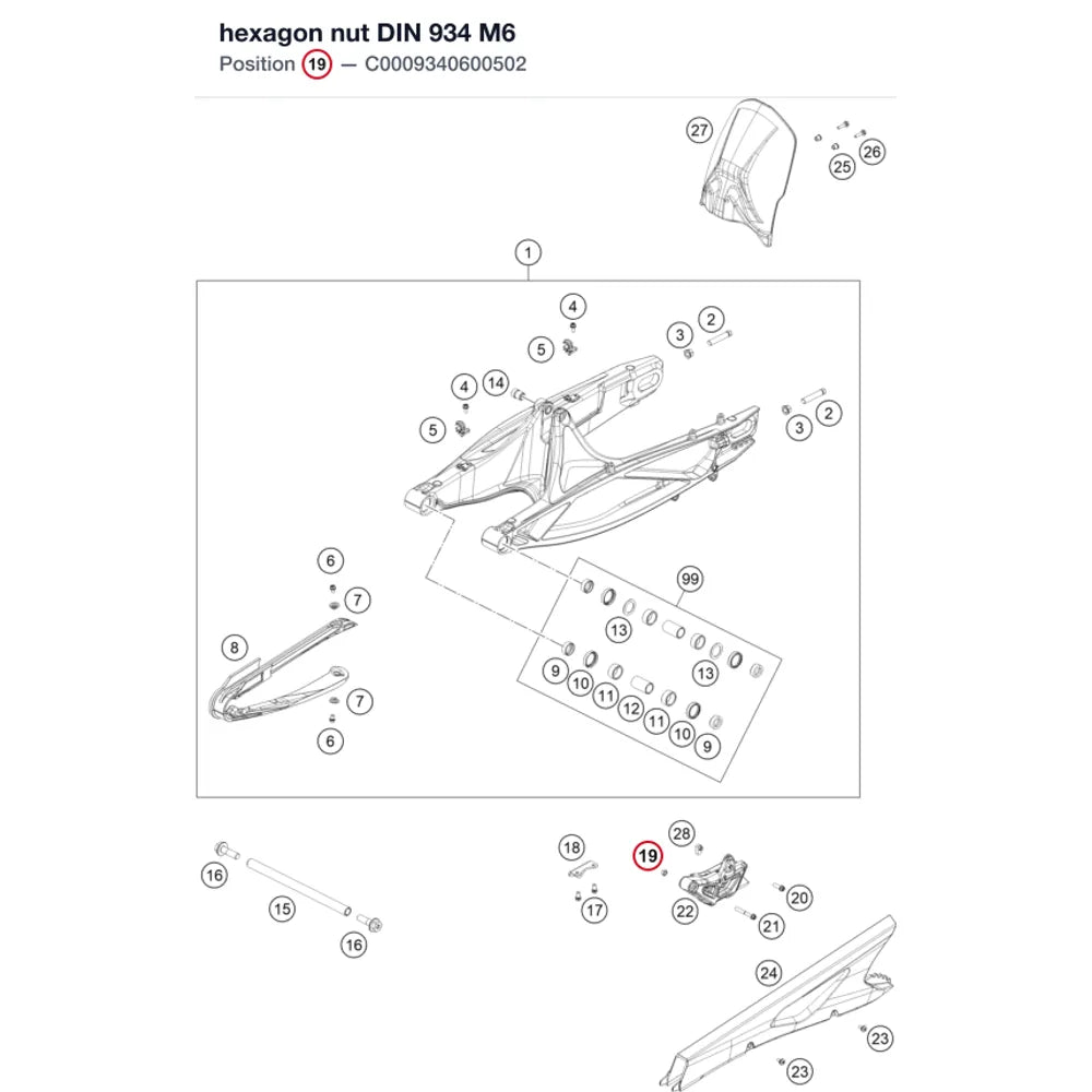 hexagon nut DIN 934 M6