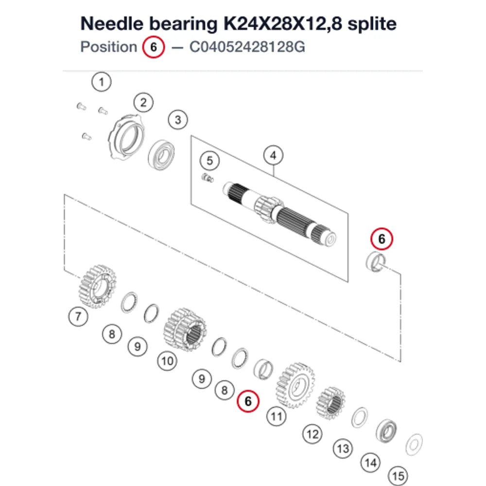 Needle bearing K24X28X12,8 splite