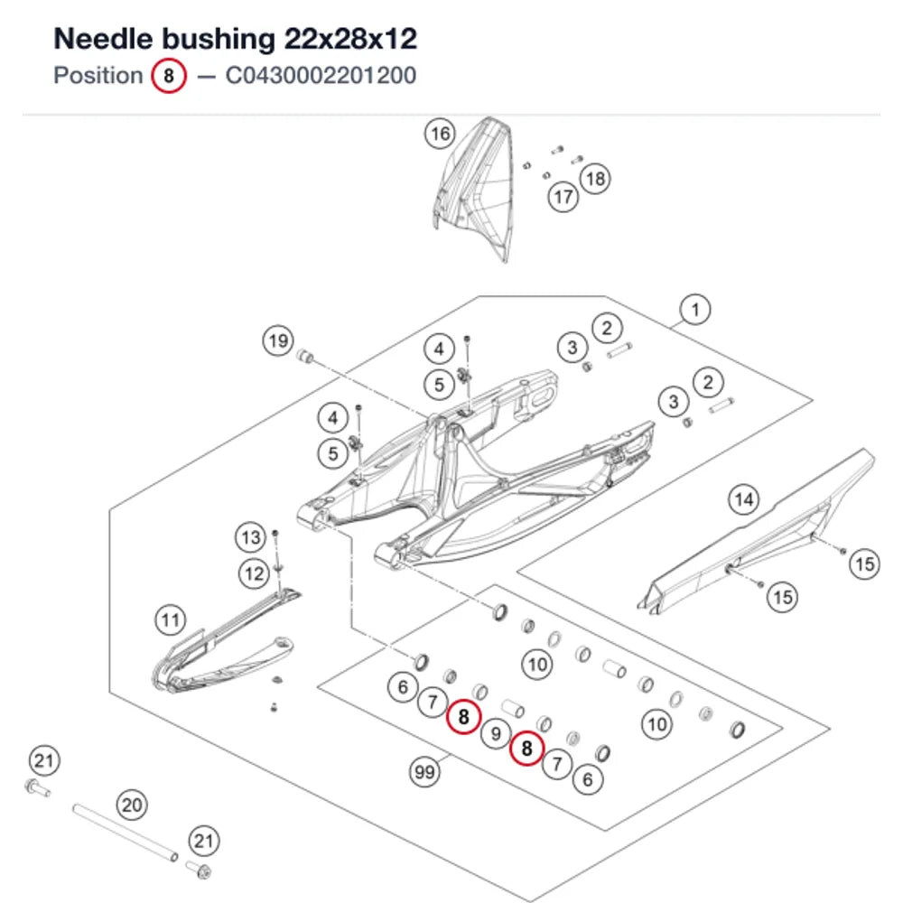 Needle bushing 22x28x12