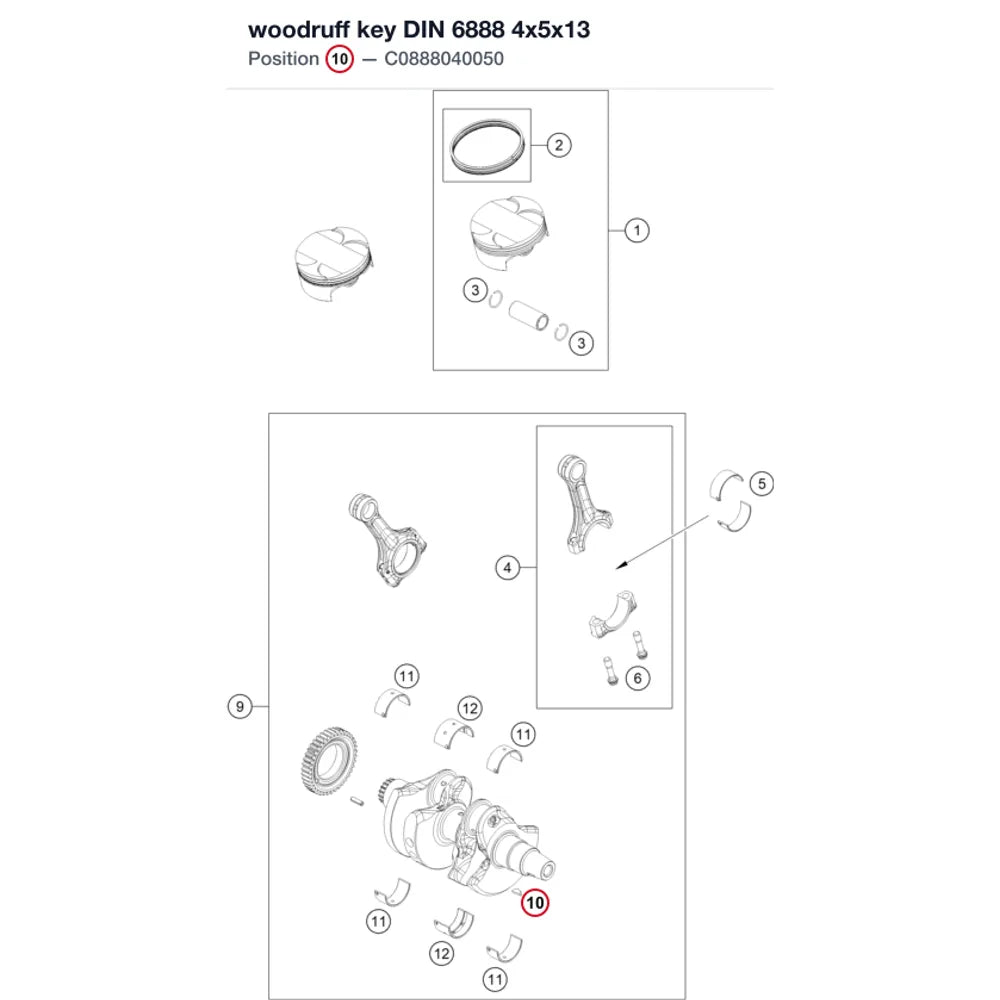 woodruff key DIN 6888 4x5x13