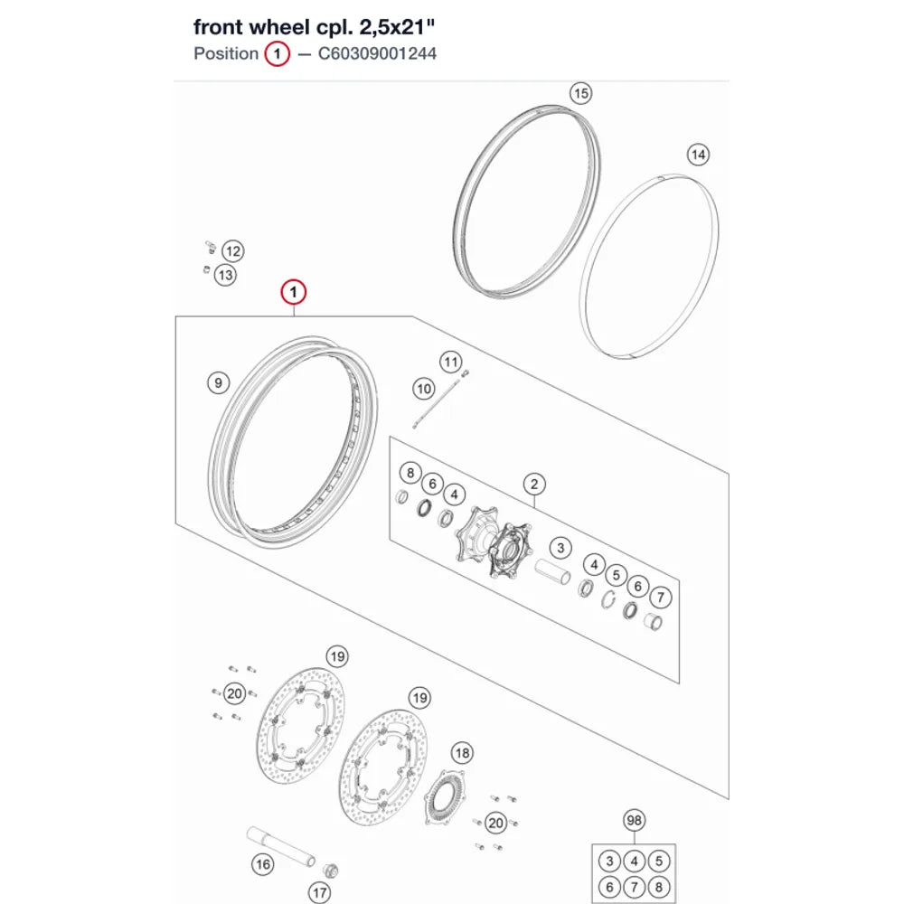front wheel cpl. 2,5x21"