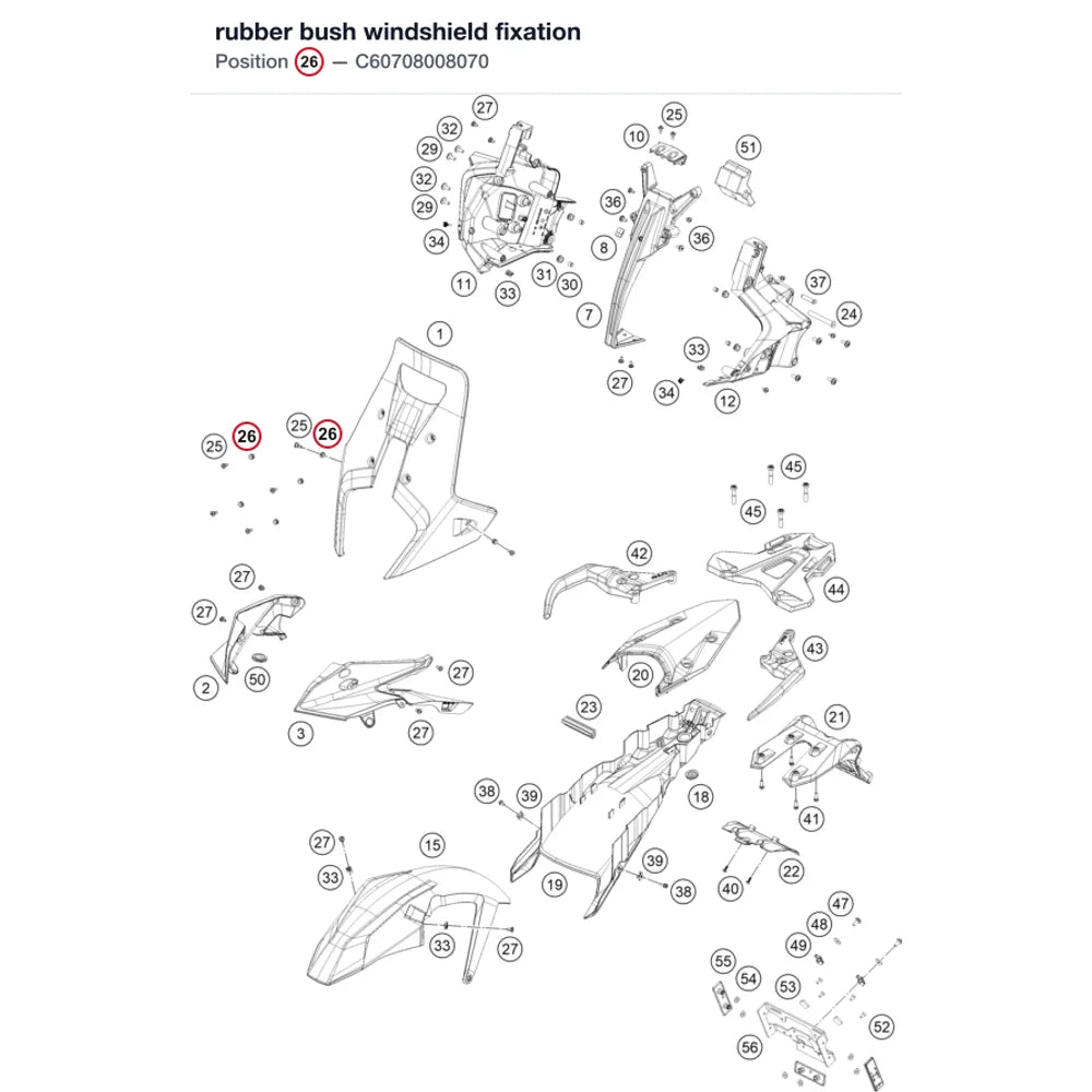 rubber bush windshield fixation