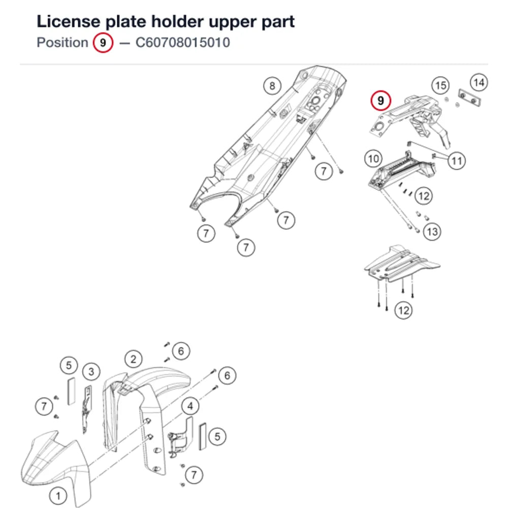 License plate holder upper part
