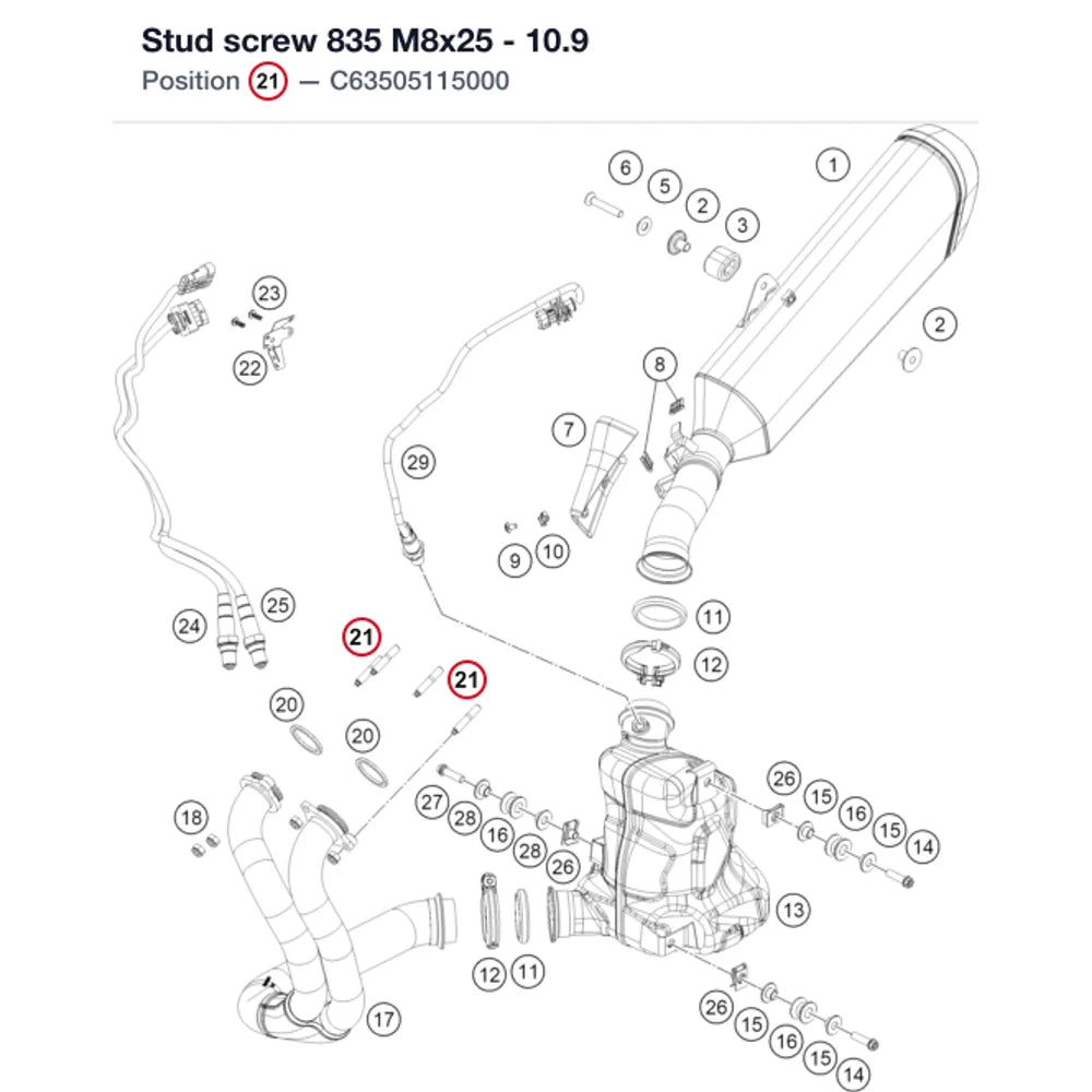 Stud screw 835 M8x25 - 10.9