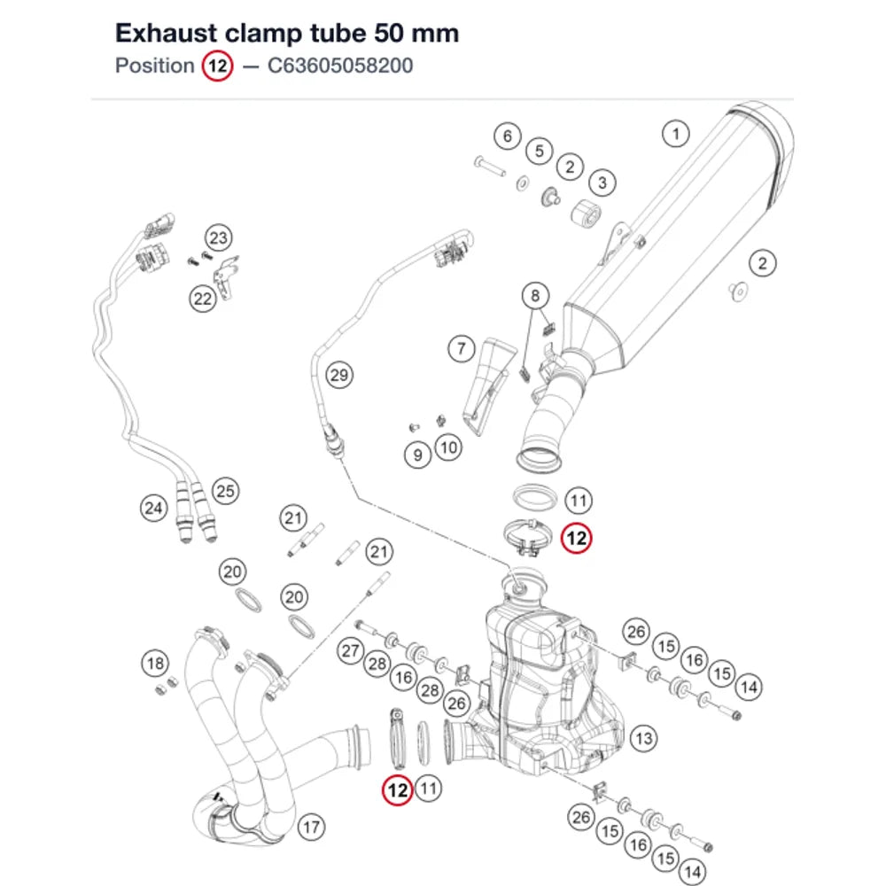 Exhaust clamp tube 50 mm