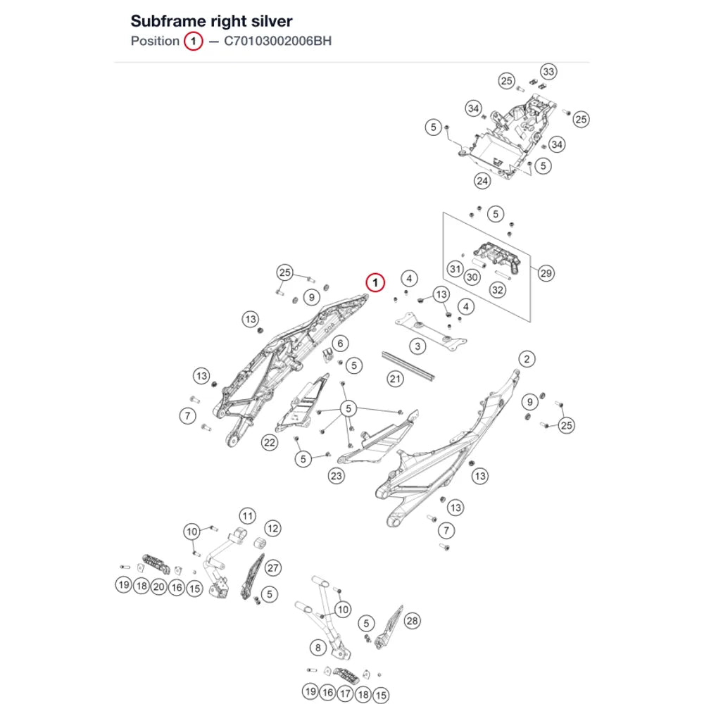 Subframe right silver