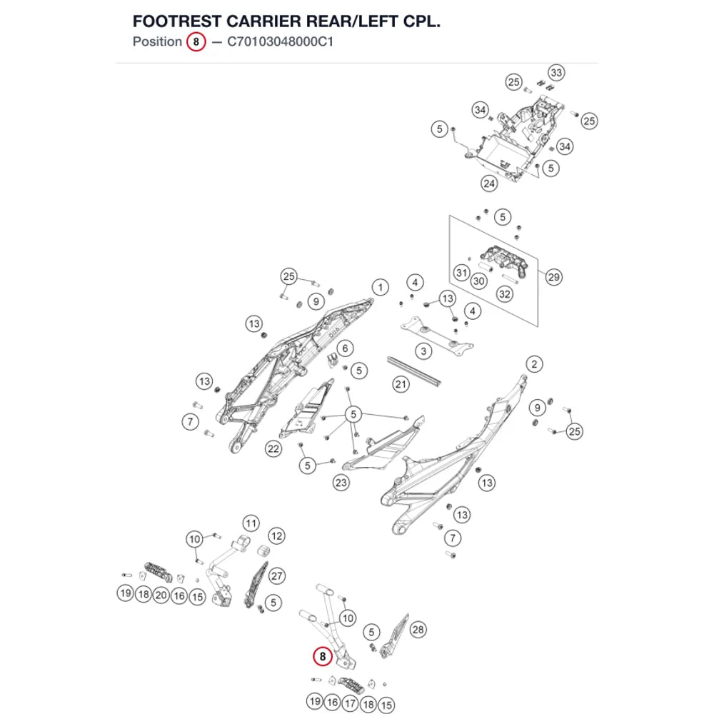 FOOTREST CARRIER REAR/LEFT CPL.