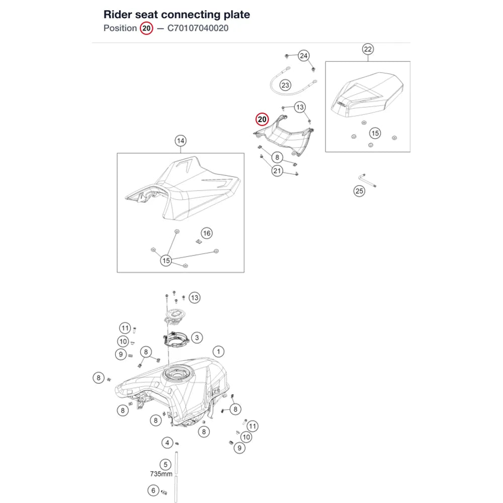 Rider seat connecting plate