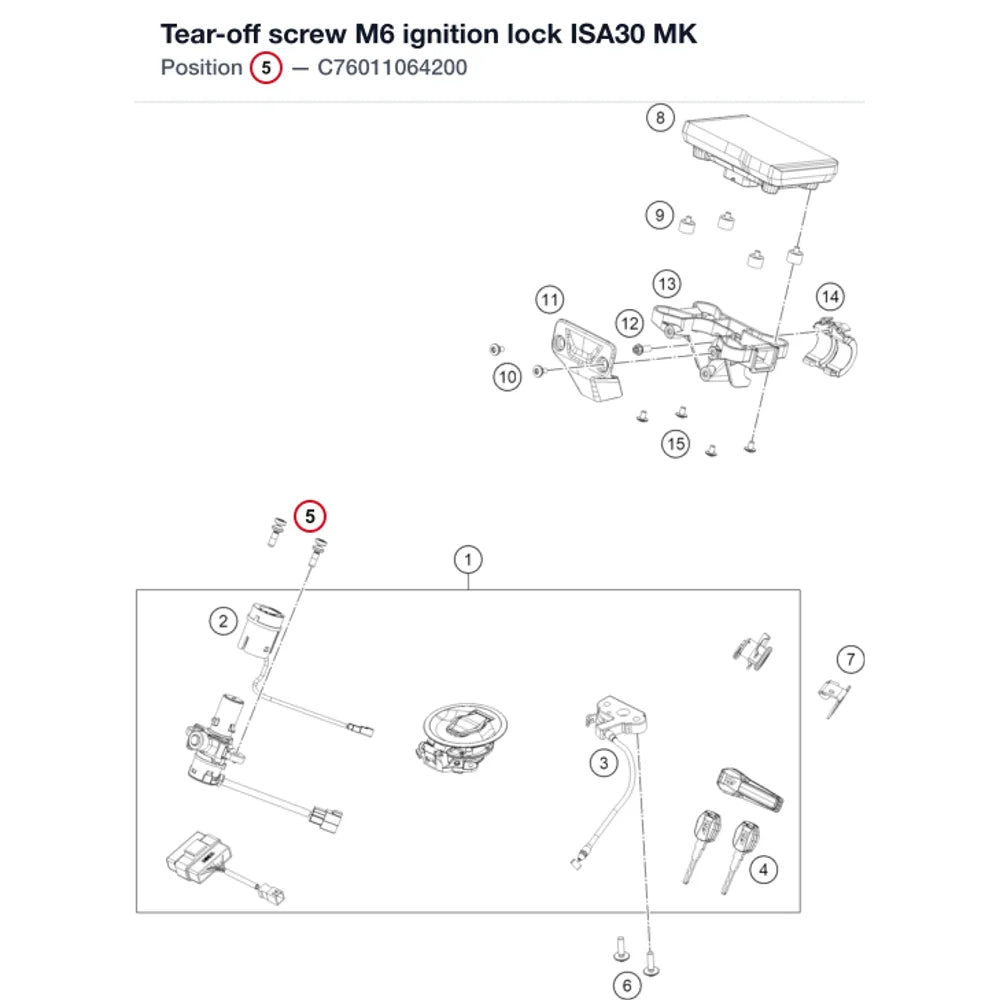 Tear-off screw M6 ignition lock ISA30 MK