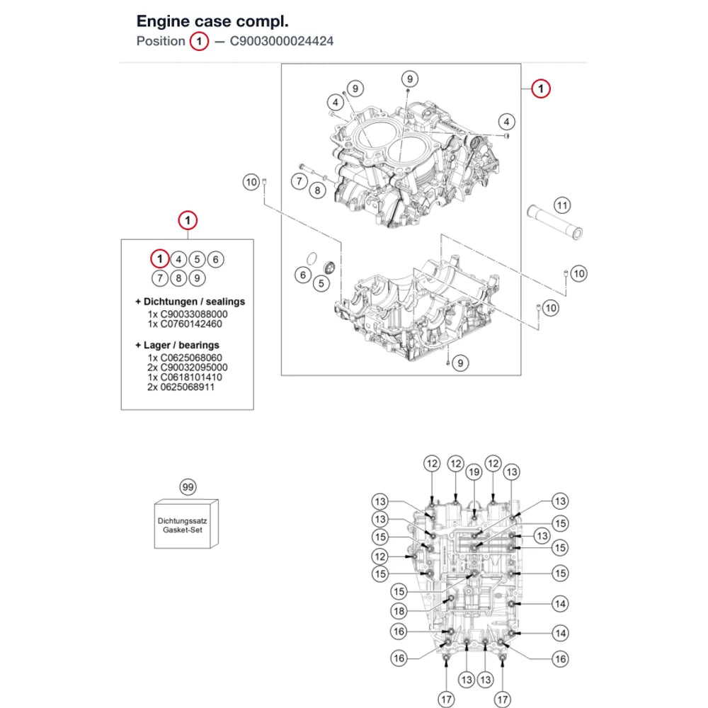Engine case compl.