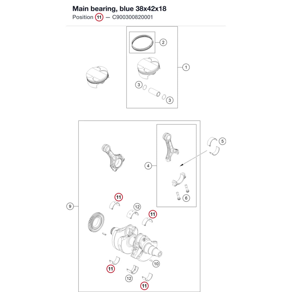 Main bearing, blue 38x42x18