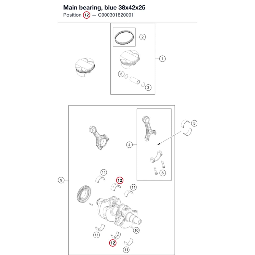 Main bearing, blue 38x42x25