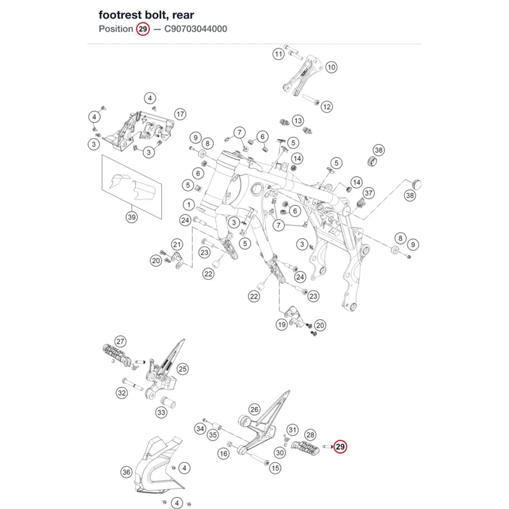 footrest bolt, rear