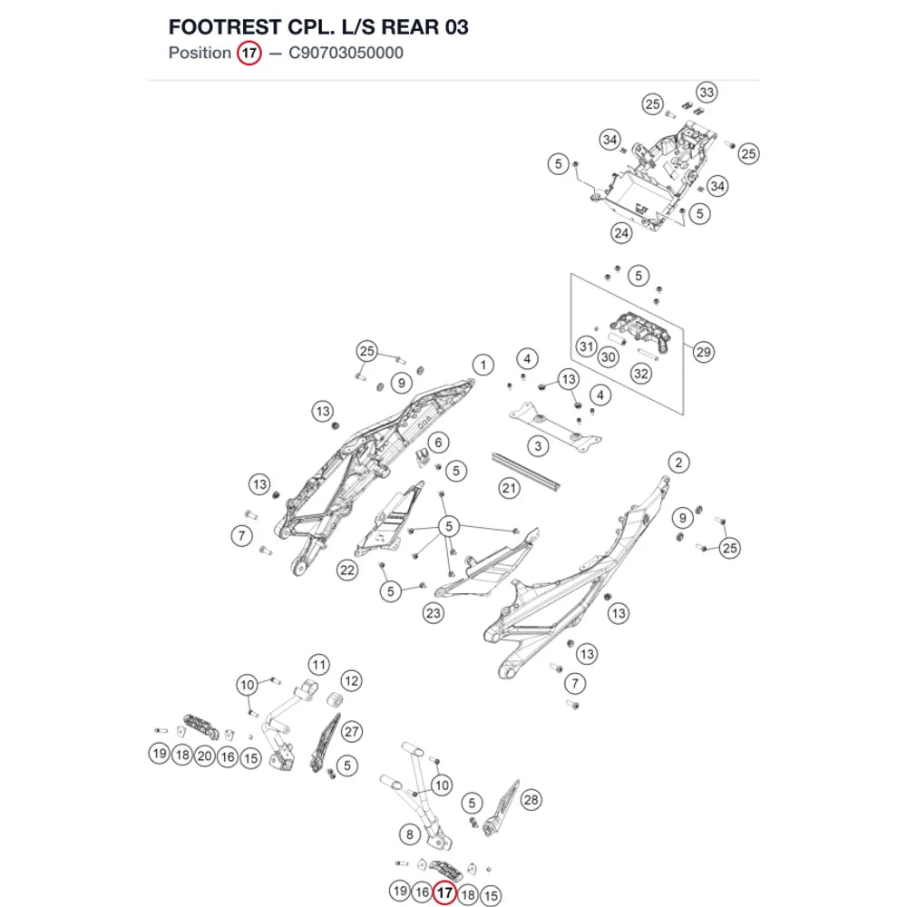FOOTREST CPL. L/S REAR      03
