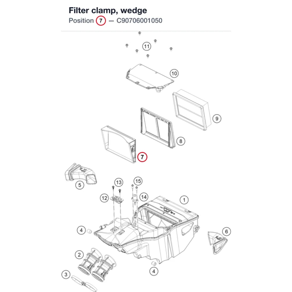 Filter clamp, wedge