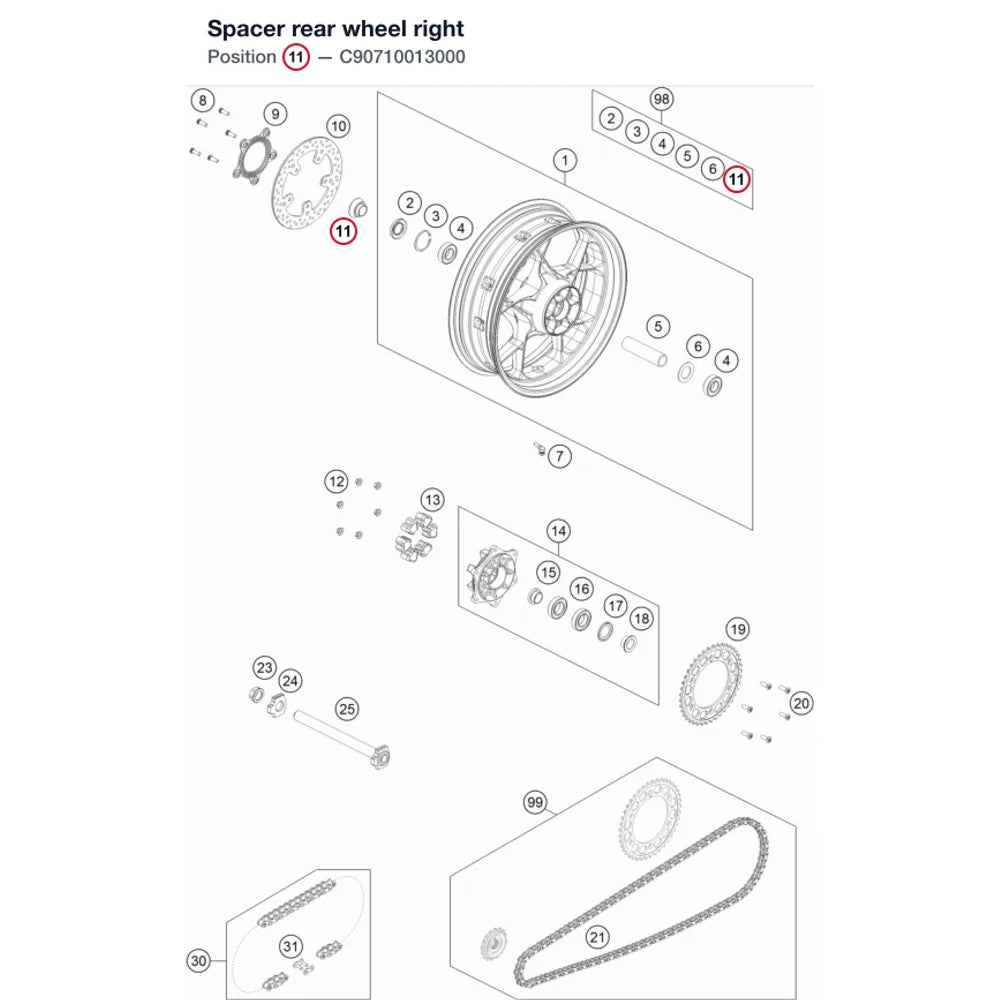 Spacer rear wheel right