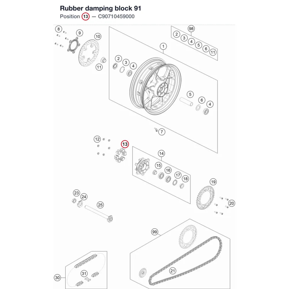 Rubber damping block 91