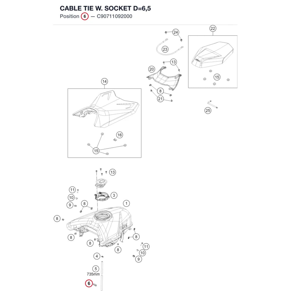 CABLE TIE W. SOCKET D=6,5