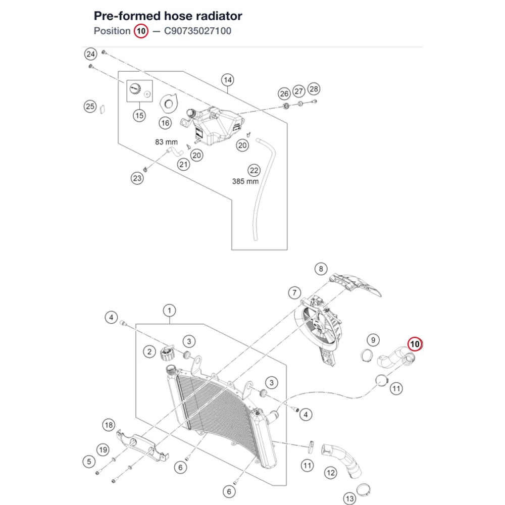 Pre-formed hose radiator