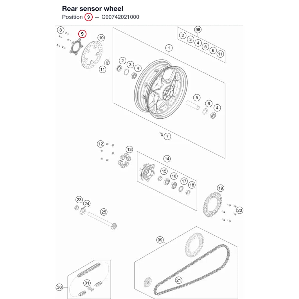 Rear sensor wheel
