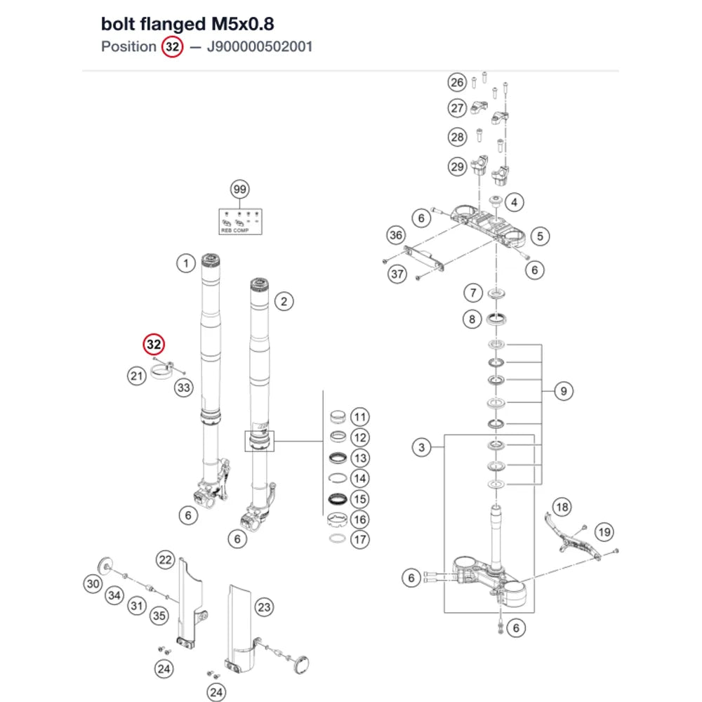 bolt flanged M5x0.8