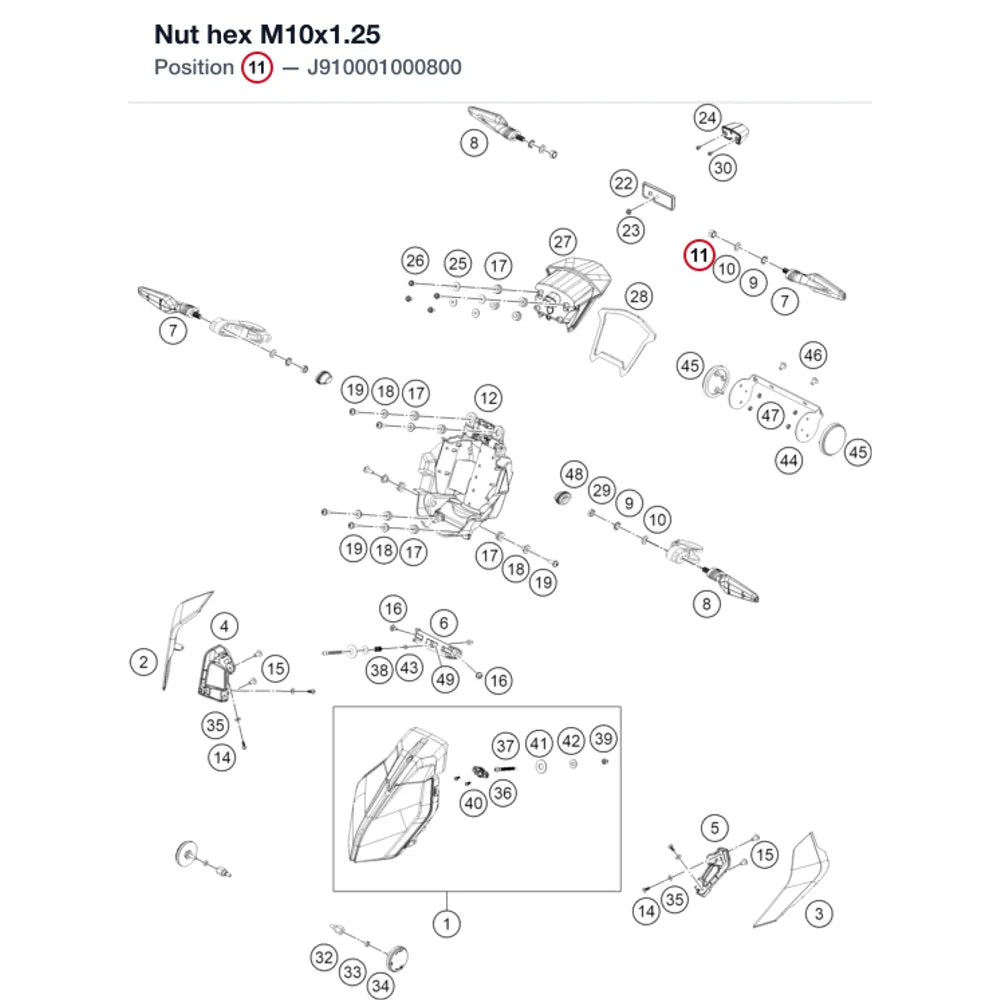 Nut hex M10x1.25