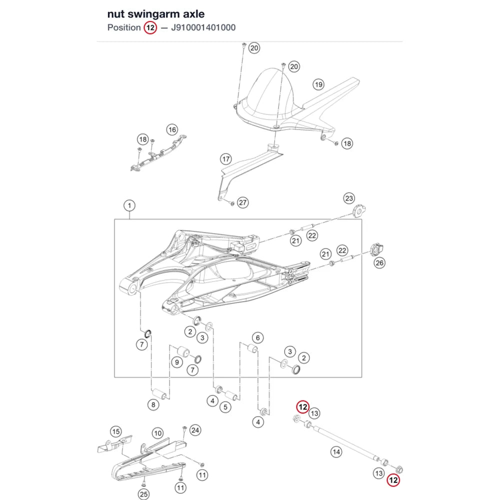 nut swingarm axle