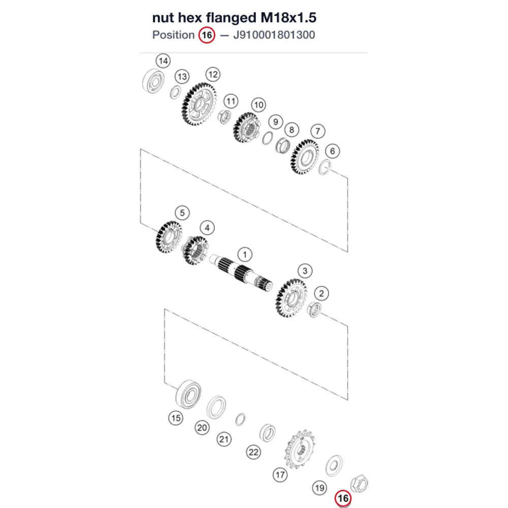 nut hex flanged M18x1.5