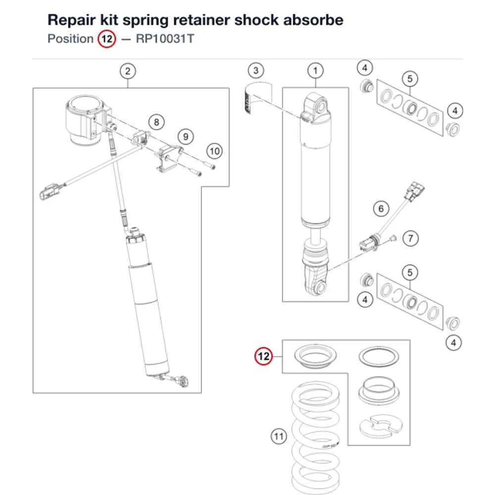 Repair kit spring retainer shock absorbe
