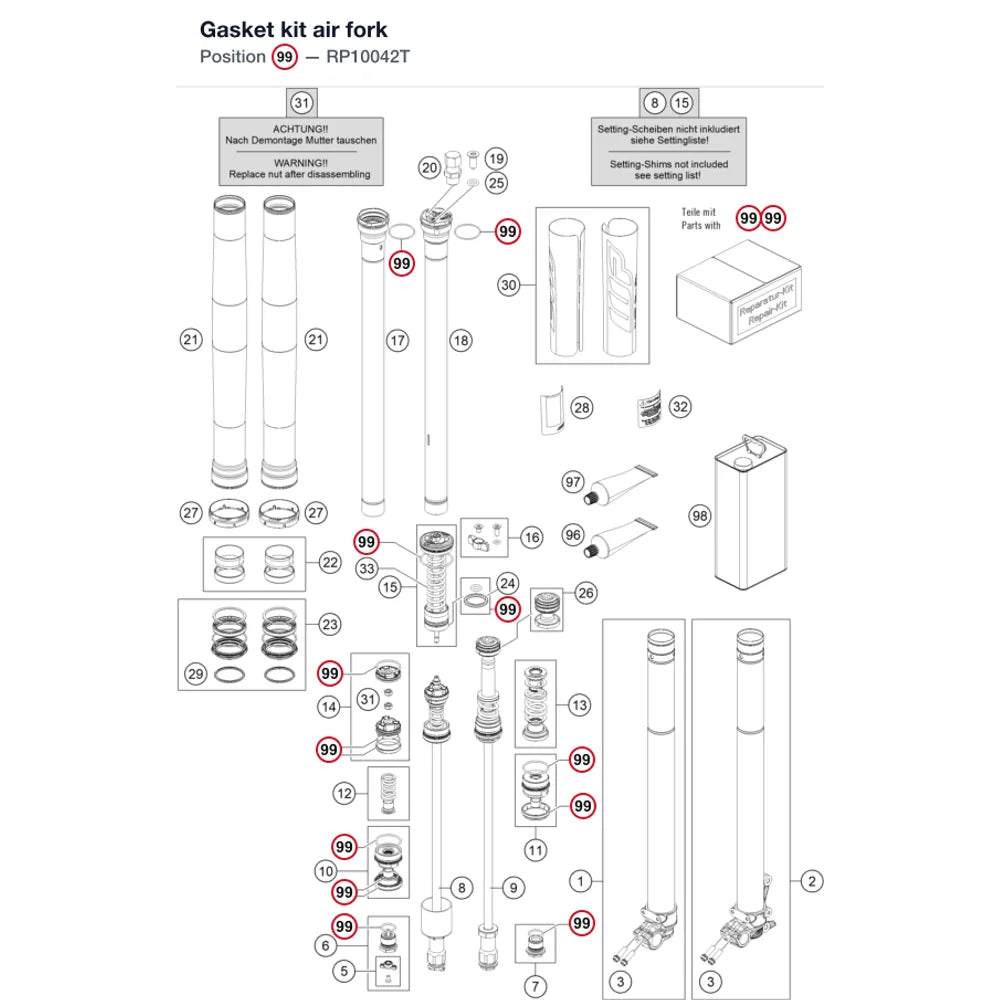 Gasket kit air fork