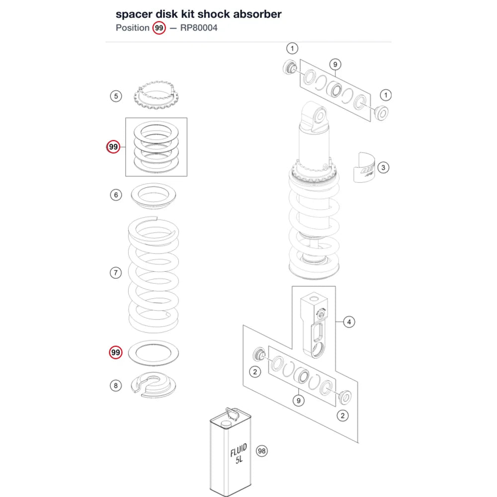 spacer disk kit shock absorber